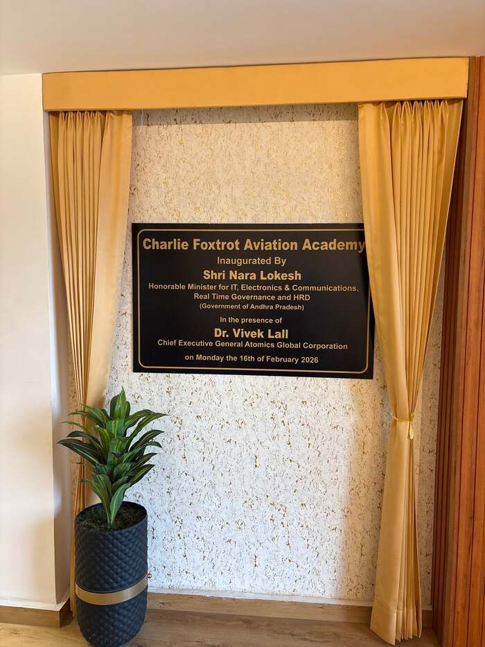 Inauguration plaque of Charlie Foxtrot Aviation Academy